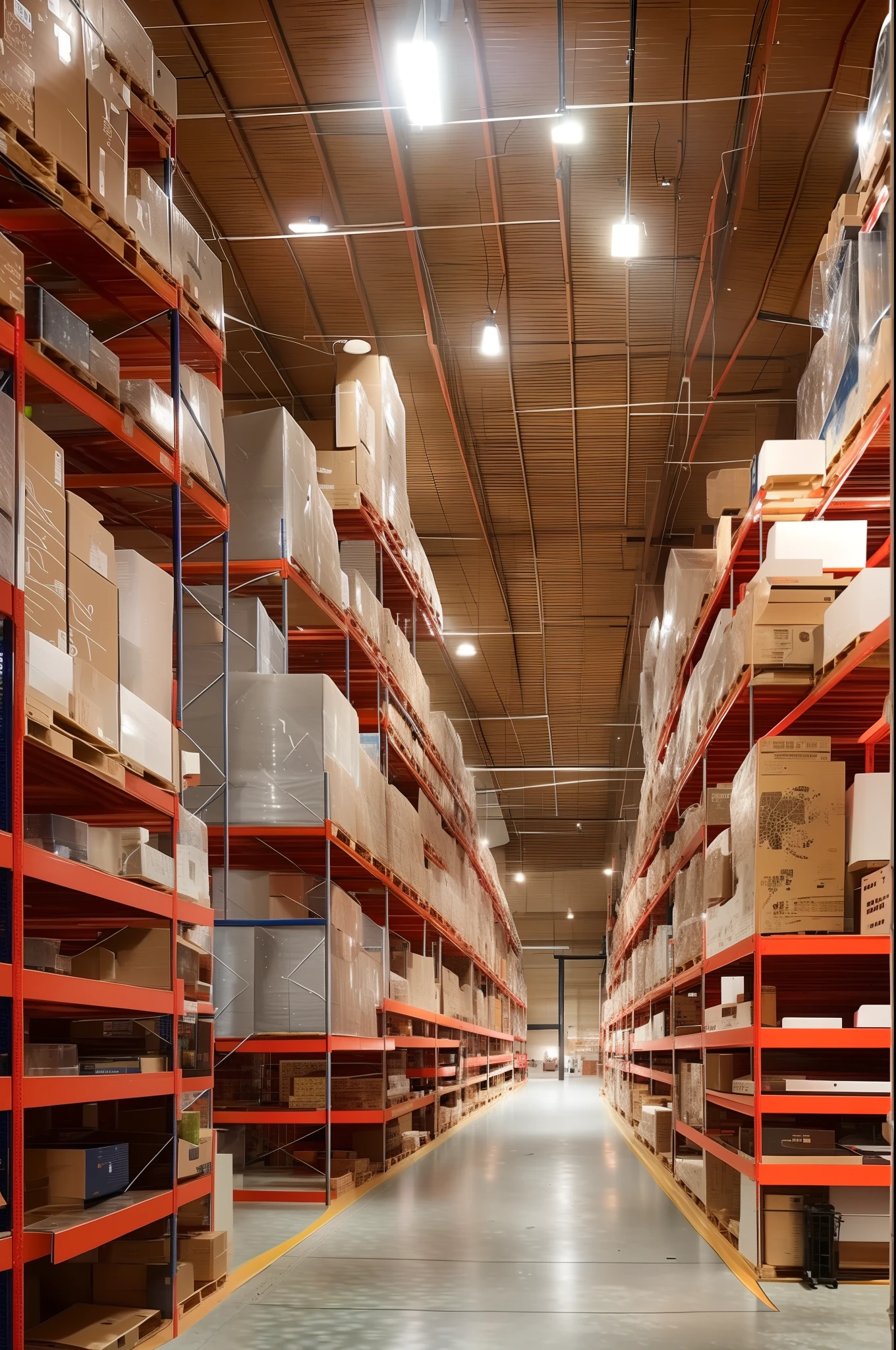 create a lively red glasses, with eyes and nose in a warehouse environment with other glasses in the store