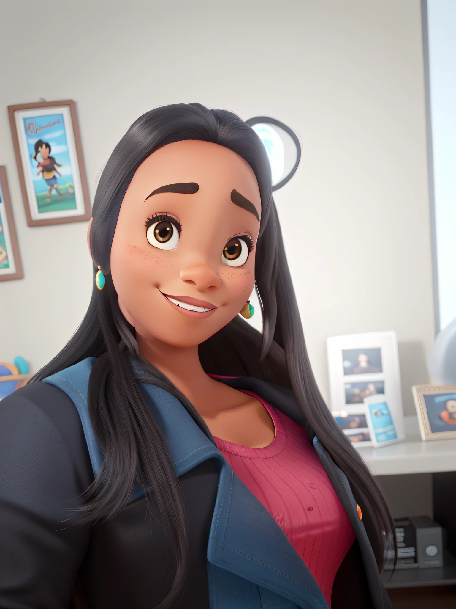 Uma mulher negra estilo Disney pixar, alta qualidade , melhor qualidade.
