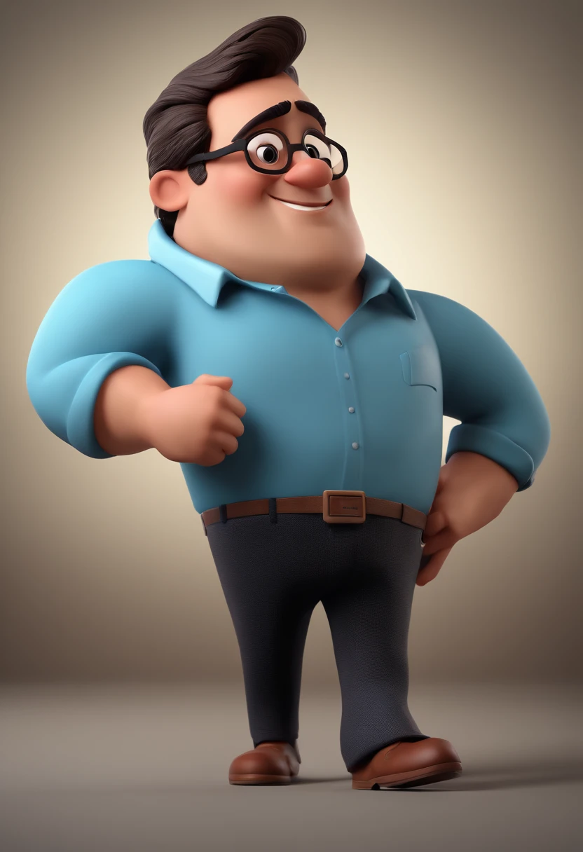 Cartoon character of a man with black glasses and a blue shirt, animation character, Caractere estilizado, animation style rendering, 3D estilizado, Arnold Maya render, 3 d render stylized, toon render keyshot, Personagem 3D, Personagem 3D, 3d rendering stylized, 3 d character render, personagem de desenho animado, Personagem de close up, Pose de personagem, (Estilo Pixar) (master part:1.2) (Bokeh) (best quality) (pele detalhada) (textura detalhada) (8k) (argila) (Cinematic lighting) (foco nítido
