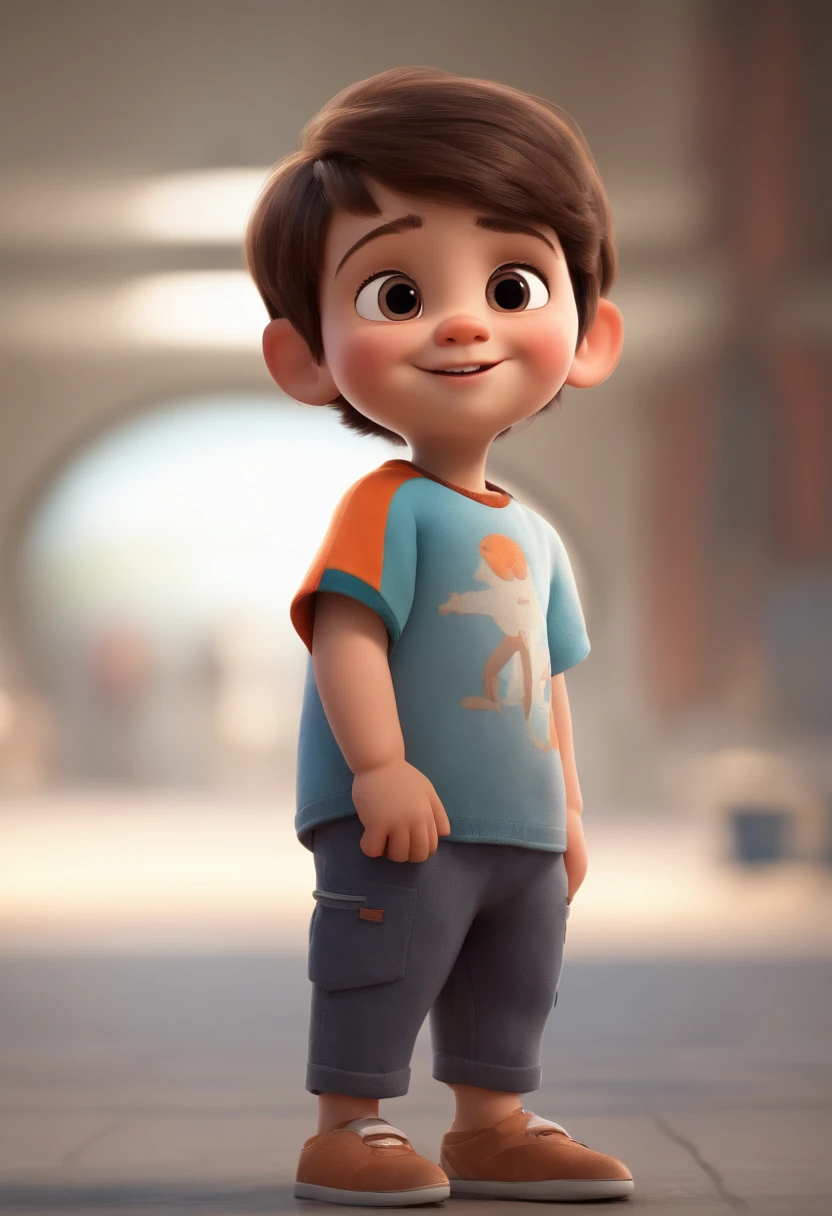 a happy cute ??? standing short hair, vestindo uma fantasia espacial, , fundo branco, barnet, Tom, Estilo Pixar, ....3d, desenhos animados, rosto detalhado, asymmetrical 16k