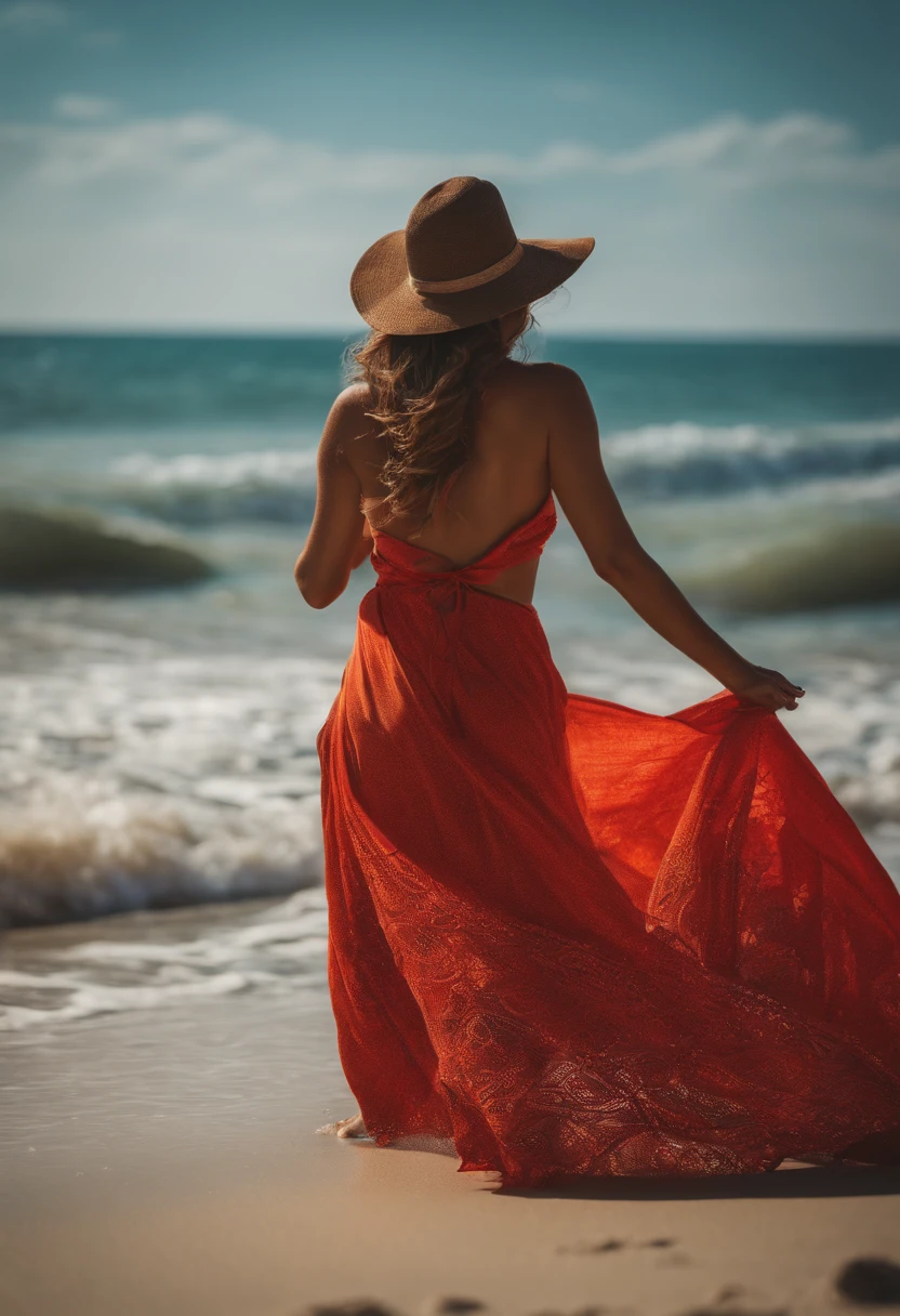 mujer sin ropa en la playa