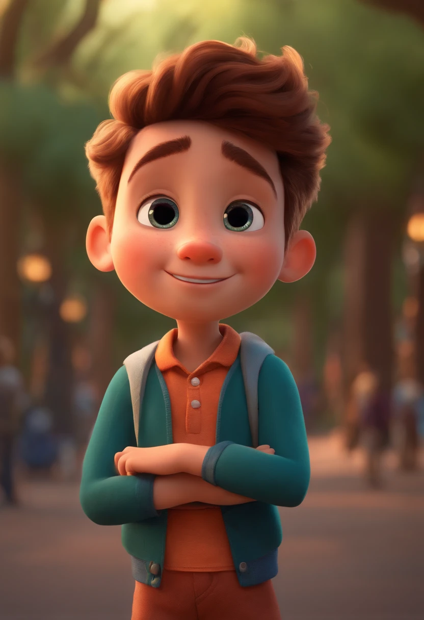 Image of a boy for a story in a YouTube video in Pixar format, He's the allabester, He's the class leader, He's outgoing, Playful and gets up for a lot of things