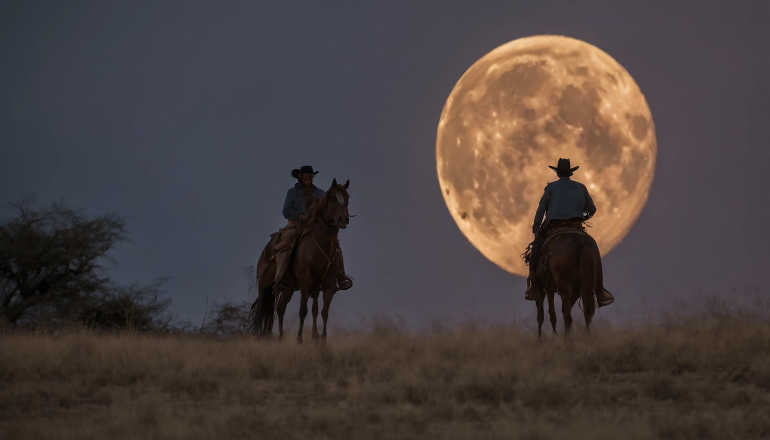 There is a man on a horse in front of a full moon, Andar a cavalo na lua, vaqueiro, Cowboy na Faixa, Back photo of a cowboy, No Velho Oeste, O Cowboy no Estranho Oeste, Velho Oeste, Lone guard, sonho de vaqueiro, quadrinhos ocidentais inspirados, lonely rider, Directed by: Cindy Wright, space western, Fotografia Moonwalker