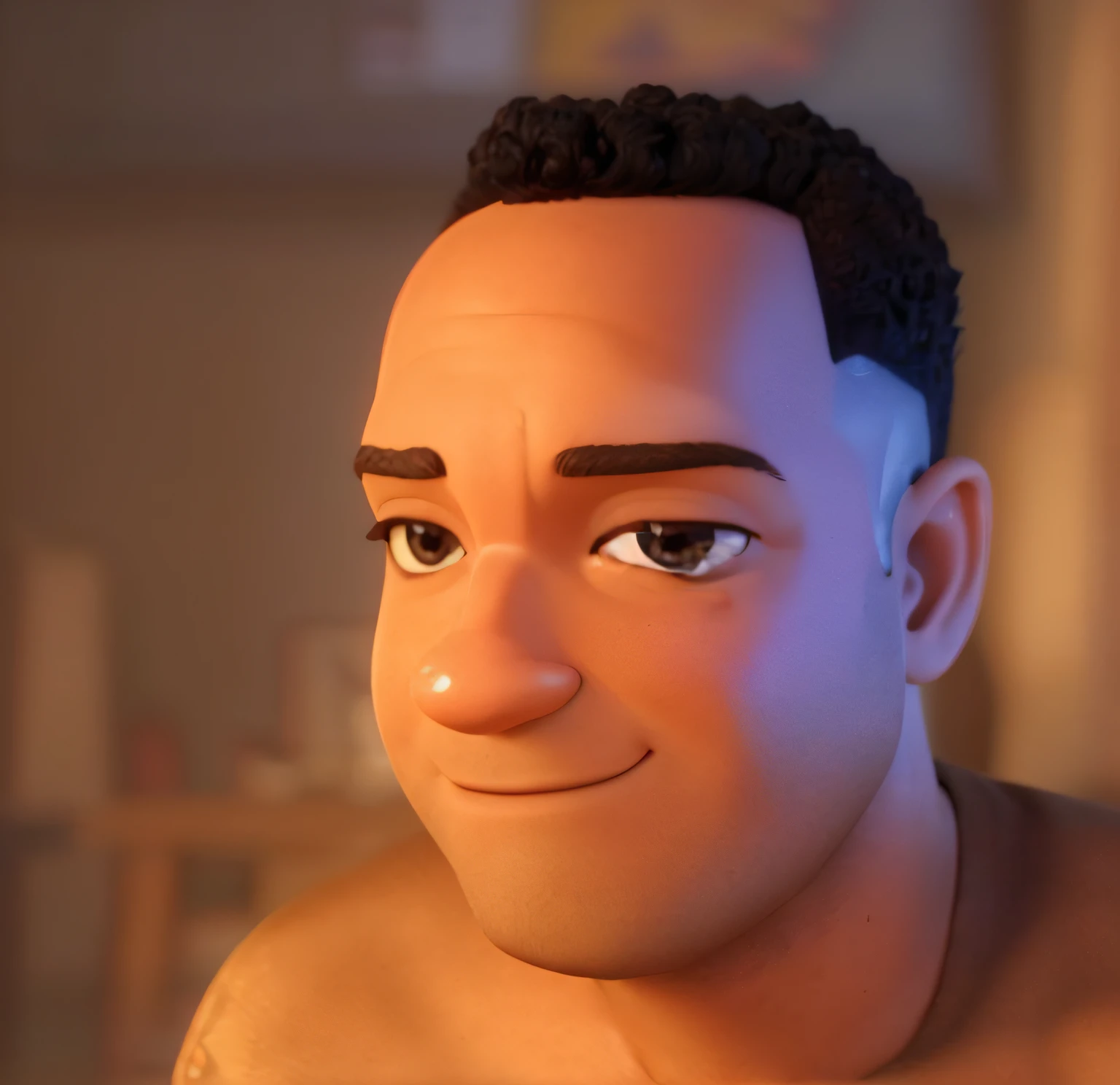 Poster 3D inspirado na Pixar capturando uma cena com um homem de 30 anos brasileiro na cor da pele negro o sulamericano e afro-brasieiro, com a cor dos olhos castanhos escuros, um pouco forte, eyewear styles oakley holbrook, gorro hipster.