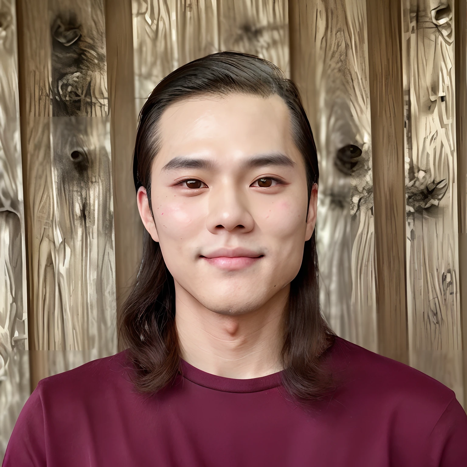 After plastic surgery, he looks like a K-pop idol, Korean face, Smooth skin, dimples on the cheeks, dimple on the chin, Korean Eyes, Hair hyper-detailing, Eye Hyperdetail, Slightly smiling lips, Hyper-detailing of perfectly nourished skin, Korean K-pop Male Idol Hairstyle
