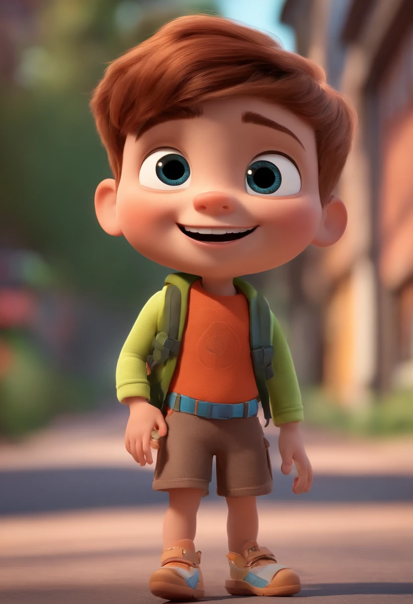 a happy cute standing short hair, vestindo uma fantasia espacial, , fundo branco, barnet, Tom, Estilo Pixar, ....3d, desenhos animados, rosto detalhado, asymmetrical 16k