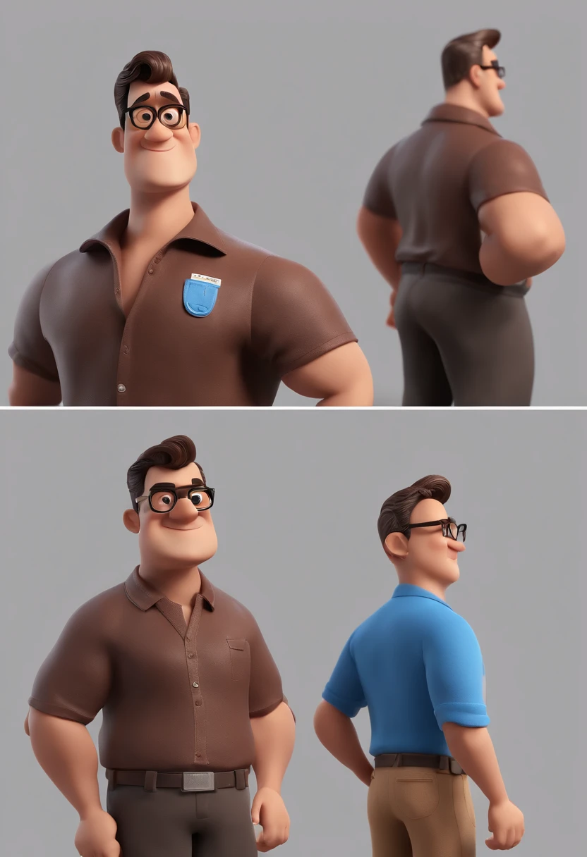 Cartoon character of a man with black glasses and a blue shirt, animation character, Caractere estilizado, animation style rendering, 3D estilizado, Arnold Maya render, 3 d render stylized, toon render keyshot, Personagem 3D, Personagem 3D, 3d rendering stylized, 3 d character render, personagem de desenho animado, Personagem de close up, Pose de personagem, (Estilo Pixar) (master part:1.2) (Bokeh) (best quality) (pele detalhada) (textura detalhada) (8k) (argila) (Cinematic lighting) (foco nítido