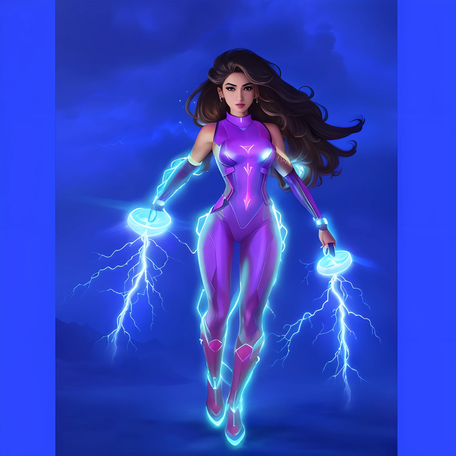 A closeup of a woman in a lightning red outfit, she is attracting lightnings, Retrato completo de Electromancer, goddess of lightning, electric woman, maya ali as a lightning mage, splashes of lightning behind her, brilhando no poder, japanese lightning goddess, Potencializando a Aura, epic mage girl character, yellow lightning