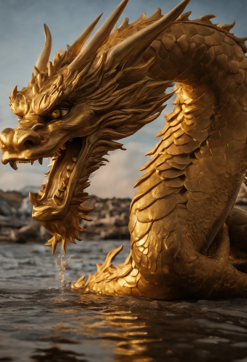 Magazine poster,(((Cartoon Character 1.3))),(((Super cute golden dragon))),Naughty expression,HD Real,Golden scales,Hey hey eyes,Flying figure,HD picture,Sony SLR lens,Shoot at medium distance,Soft lighting,