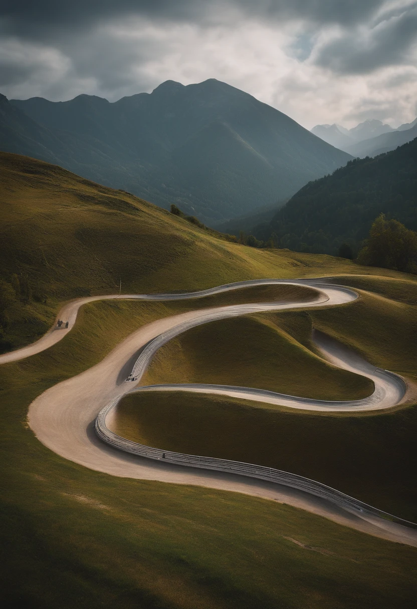 Realistic bmx track in the mountains
