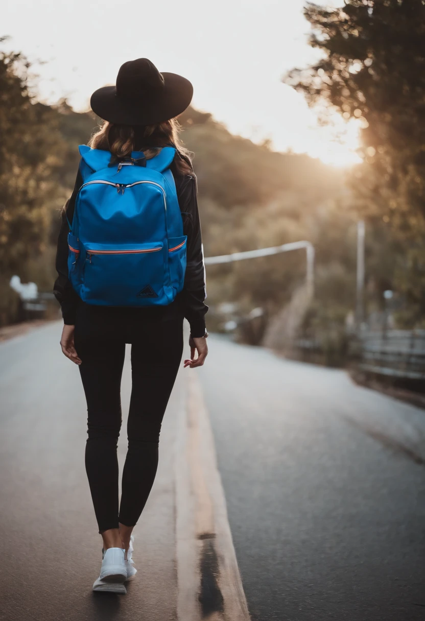 Um filme inspirado na Disney Pixar(ADULTO COM CABELO CURTO liso PRETO) with an Adidas hat and with a blue backpack