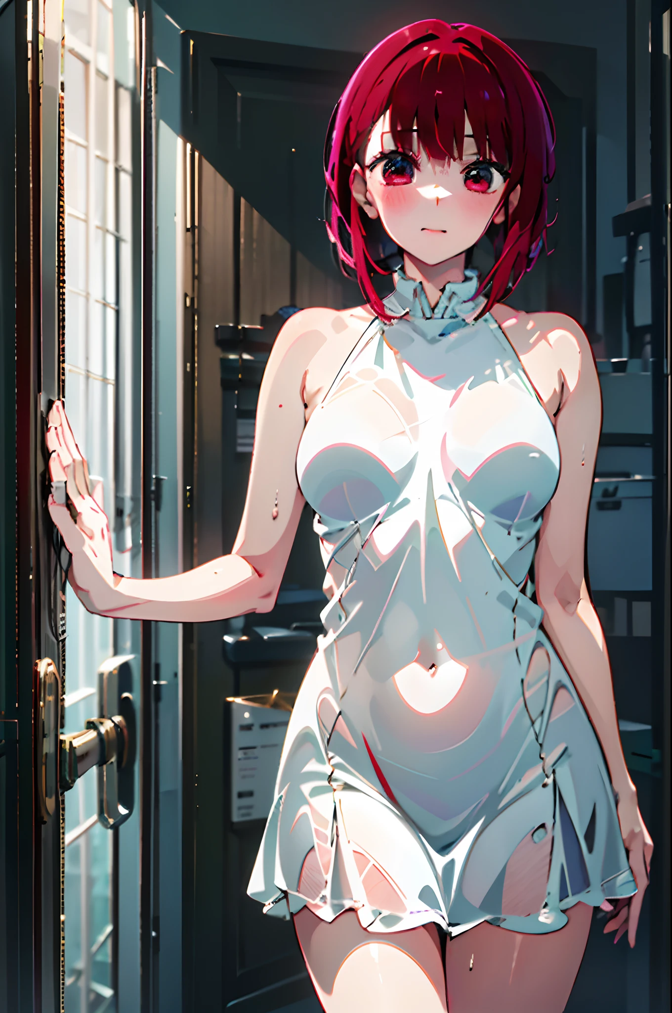 ((natta、Realistic light、top-quality、8K、masterpiece:1.3))、M-shaped legs、M-shaped legs、M-shaped legs、M-shaped legs、Woman showing off female genitalia、I can see her、、、、full body Esbian、erectile nipple、Plump areola、petite girl in、Slender beauty:1.4、Prominent abs:1.1、Bump、(red hairs、Red big eyes、shorth hair、maior:1.2)、Moist silk dress:1.2、bath room、Super slender face、Full Eye Detail、二重まぶた)。{{masterpiece}}, {{Top image quality}}}, {{super detailing}}, {{illustratio}}, {{dishevled hair}}, {{masterpiece}}, {Top image quality}, {{super detailing}, {{{illustratio}, Beautiful scenes, Clear facial features, hyper realisitic, octane renderings, UE5, High Details, hyper quality, hight resolution, Art Station Trend, Hyper-Realism, surrealism, hard disk, telephoto lens, Medium close-up, Split lighting,