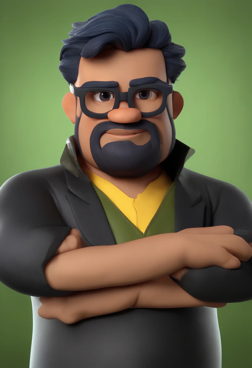Cartoon character of a man wearing black glasses and a blue shirt, um personagem animado, Caractere estilizado, animation style rendering, 3D estilizado, Arnold Maya render, 3 d render stylized, toon render keyshot, Personagem 3D, Personagem 3D, 3d rendering stylized, 3 d character render, personagem de desenho animado, Personagem de close up, Pose de personagem, (Estilo Pixar) (master part:1.2) (Bokeh) (best quality) (pele detalhada) (textura detalhada) (8k) (argila) (Cinematic lighting) (foco nítido,Senta e vaza a parte superior do corpo