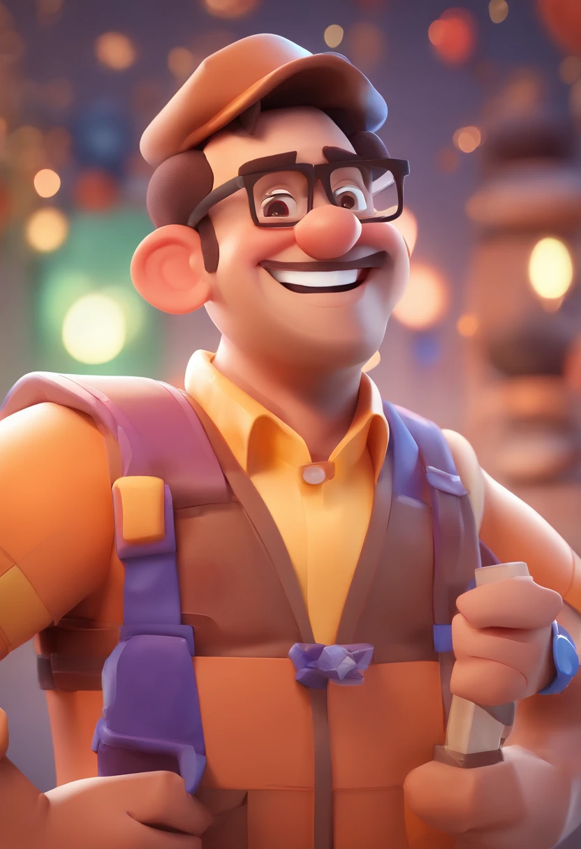 Smiling Man Illustration, sorriso insano, Homem de pele marrom com um sorriso gigante, happily smiling at the camera, sorriso atrevido, he's smiling, sorriso muito grande, Macho sorridente, foto de perfil headshot, rindo sorriso enorme, desenhando no estilo de Arte 3D, c4d, fundo de cor branco puro, estilo disney, estilo pixar render ilustracao Super Detalhe, 8k