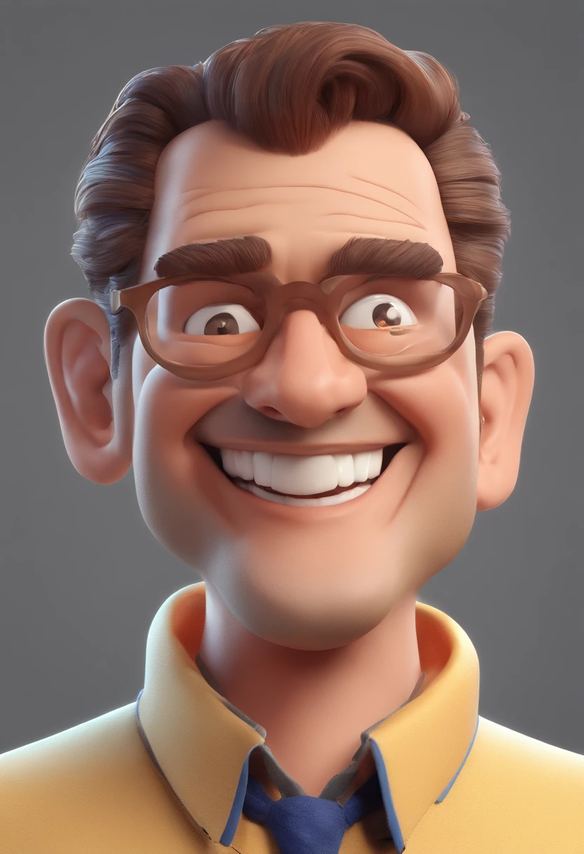 Smiling Man Illustration, sorriso insano, Homem de pele marrom com um sorriso gigante, happily smiling at the camera, sorriso atrevido, he's smiling, sorriso muito grande, Macho sorridente, foto de perfil headshot, rindo sorriso enorme, desenhando no estilo de Arte 3D, c4d, fundo de cor branco puro, estilo disney, estilo pixar render ilustracao Super Detalhe, 8k