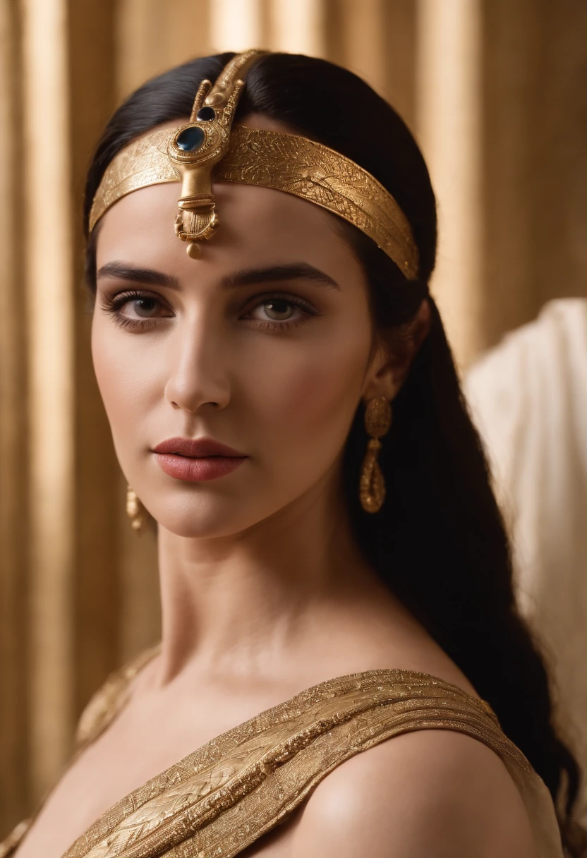 Create an image of Cleopatra as a young princess of Ancient Egypt,atraente e bela, destacando sua beleza e origens reais