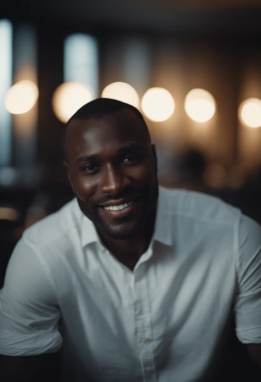 Black Skinned Man With Light Eyes, Well Defined Face And Striking Smile In 4K