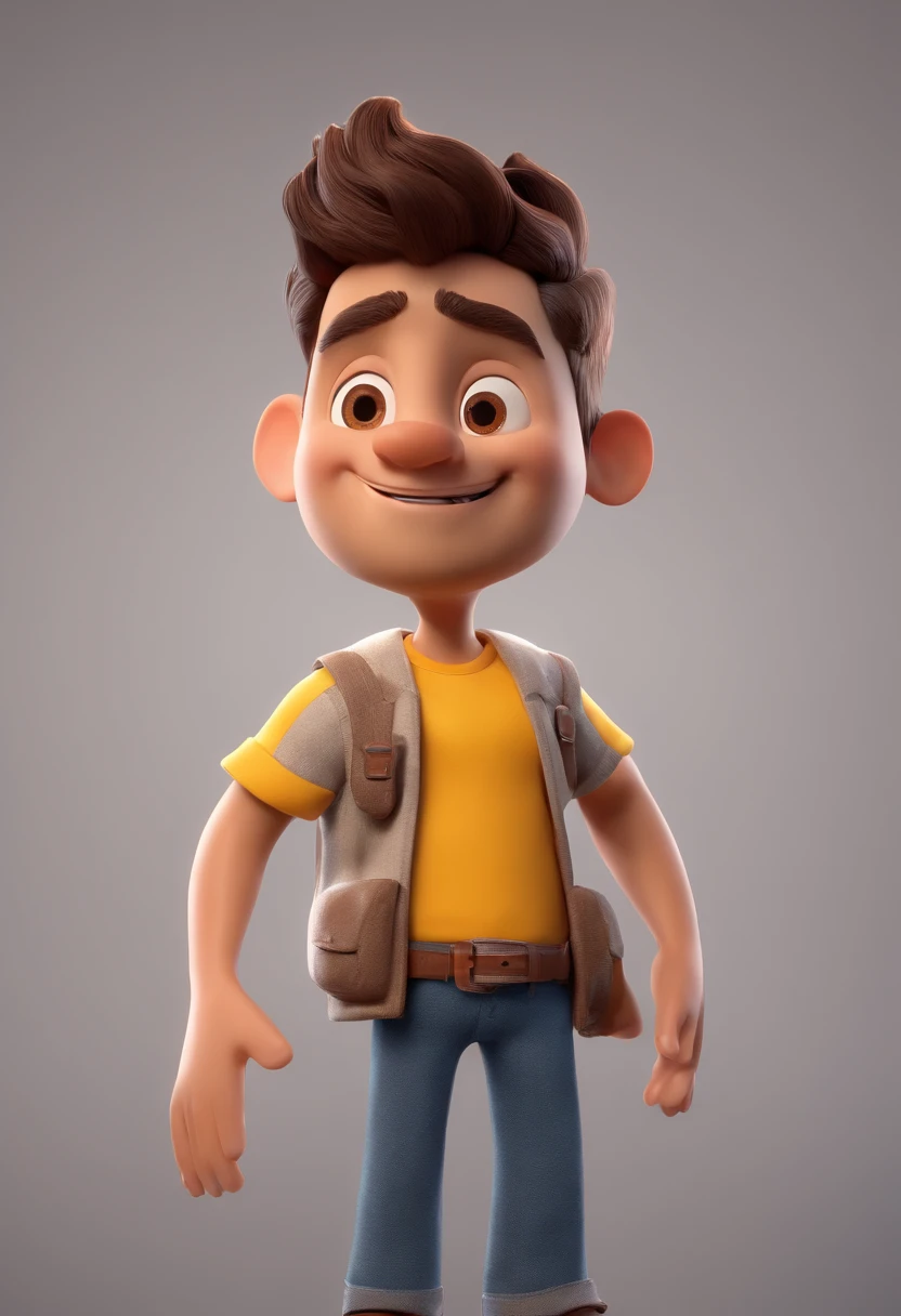 personagem dos desenhos animados de um homem  meia idade, No glasses and a yellow t-shirt, animation character, Caractere estilizado, animation style rendering, 3D estilizado, Arnold Maya render, 3d stylized rendering, toon render keyshot, Personagem 3D, Personagem 3D, 3d rendering stylized, 3 d character render, personagem de desenho animado, Personagem de close up, Pose de personagem,  (Estilo Pixar) (master part:1.2) (Bokeh) (best quality) (pele detalhada) (textura detalhada) (8k) (argila) (Cinematic lighting) (foco nítido