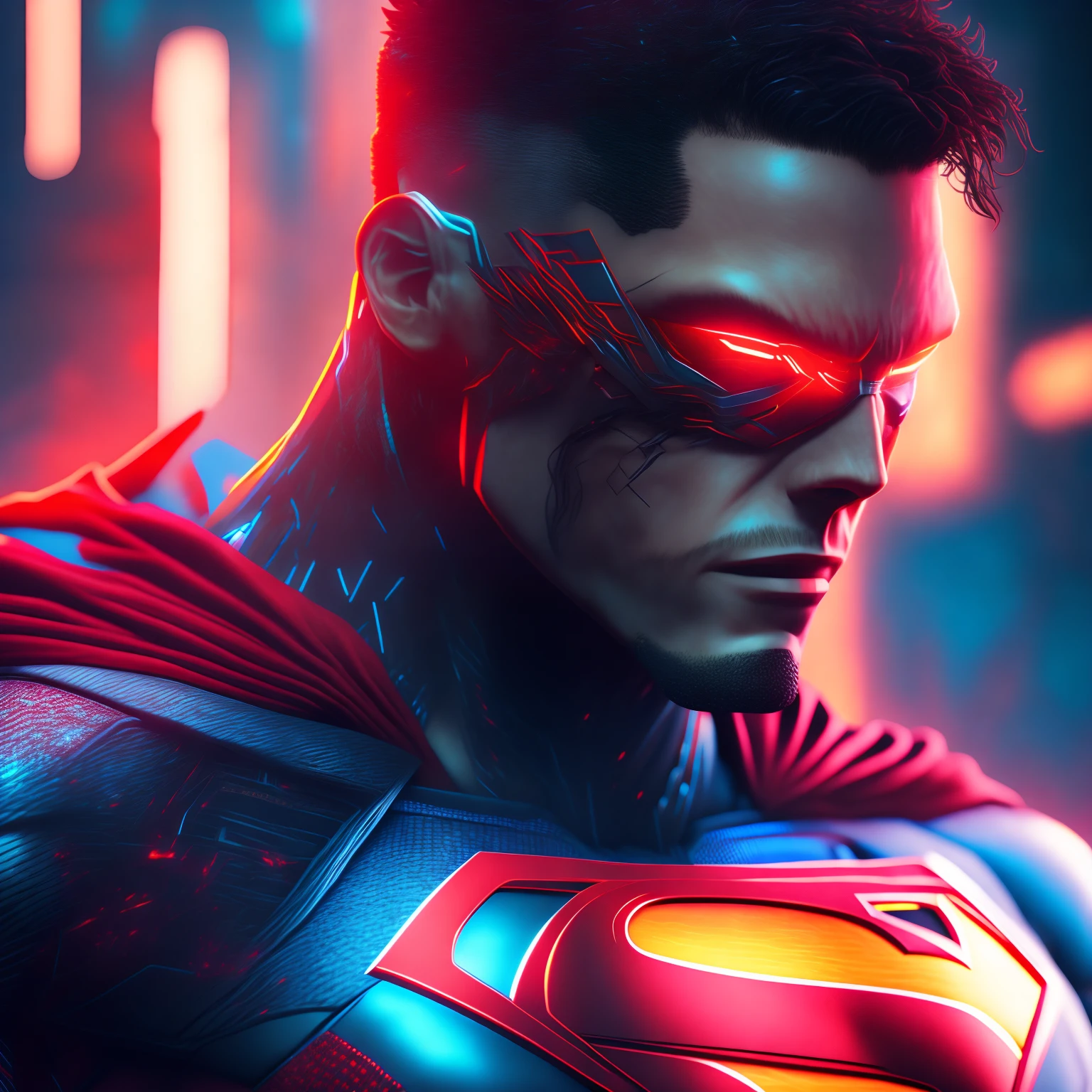 Cyborg Superman (DC), cyberpunk, 8K