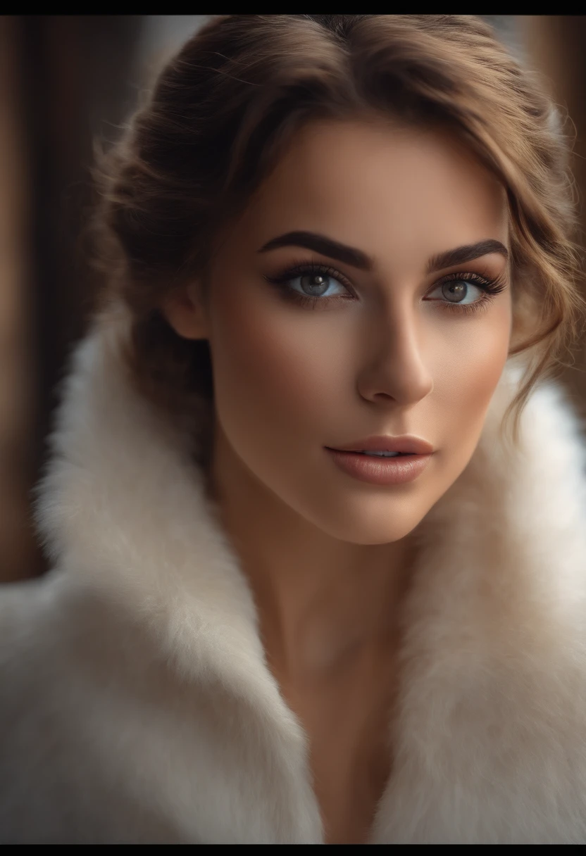 best quality, master part, (Realistic:1.2), 1 girl, brown hair, olhos castanhos,frente, Rosto detalhado, Olhos bonitos