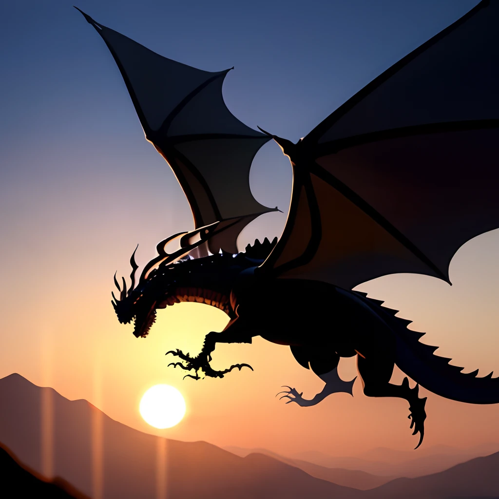 Flying dragon silhouette transparent background