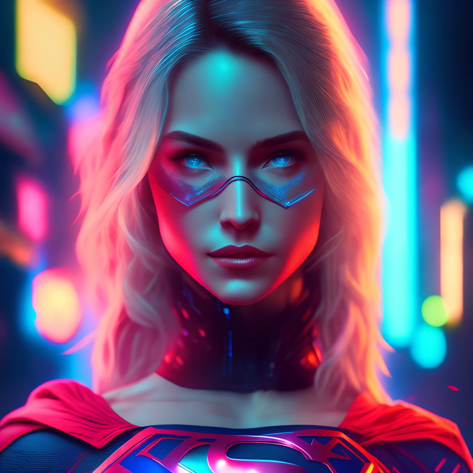 Supergirl Ciborgue (DC), cyberpunk, 8K