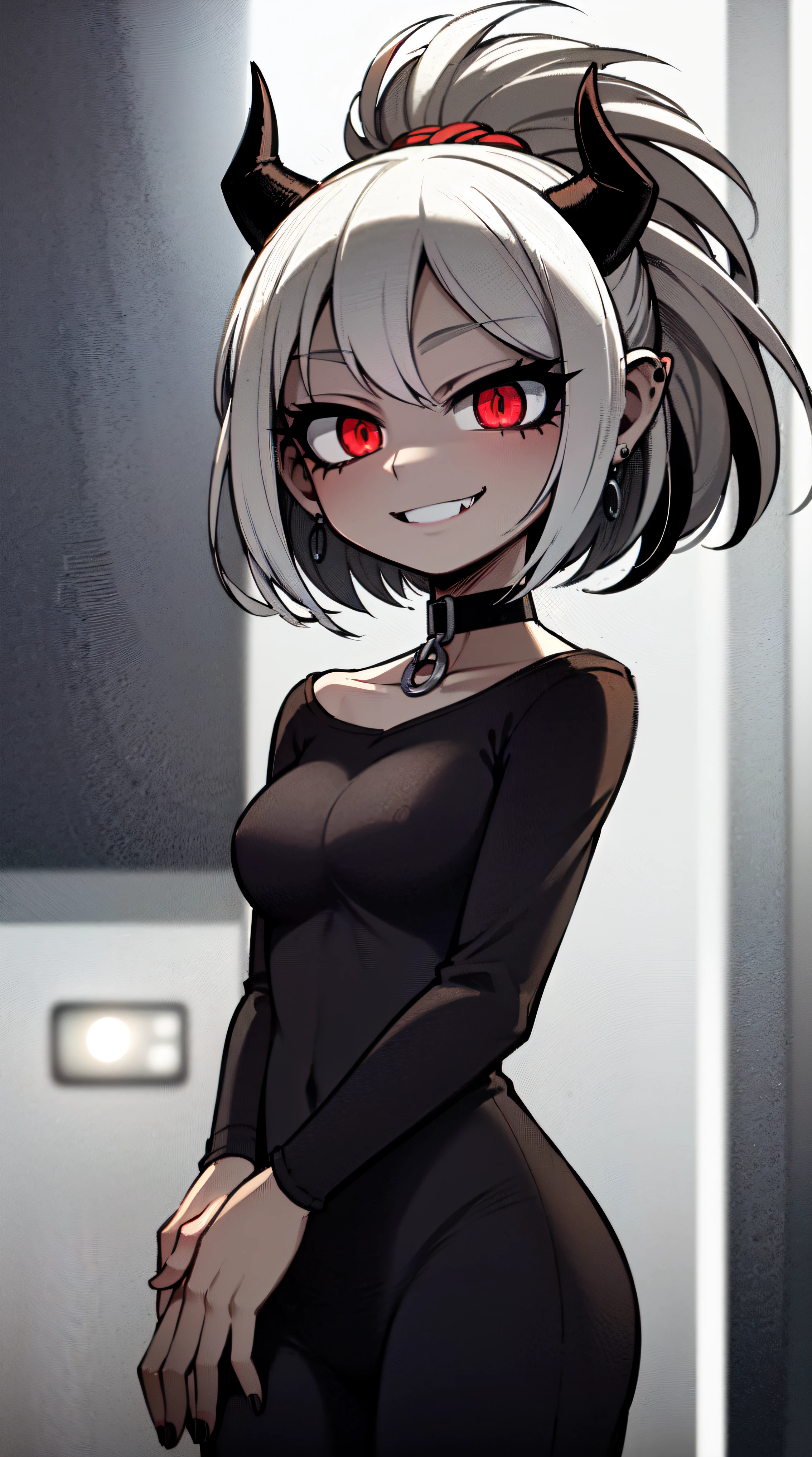 BLACKLIGHT, ((NSFW)), ((Small Boobs)), realistic art, extremely delicate and beautiful, ultra-detailed, (1girl), ((Red eyes)), floating, detailed light, illustration, dynamic angle, depth of field, ((((milf)))), girly, ((Red and White hair, multicoloured hair, Red highlights hair, (Ponytail), hair ornament, hair flower, flower, makeup, braid, smile)), demon eyes, fangs, pale white skin, (((best quality, 1girl, (skindentation), (blur background:0.6), (casual yet stylish, ((Demon Horns)), ), gorgeous, (short hair:1.5), soft lighting, wind, (front light:1.5), surprised, choker, smile, jewelry, earrings))), (ultra high res, best quality,), (8k, raw photo, best quality, masterpiece), technological sense, best quality, masterpiece, illustration,CG ,unity ,wallpaper, official art, Amazing, finely detail, an extremely delicate and beautiful,extremely detailed, highly detailed, sharp focus,rich background, (real person,photograph), ((high detailed skin)), ((( , (crazy eyes:1.3), (wide-eyed:1.2), (glowing eyes), (Demon) ))), (((a close up of a person with a weird face and nails, gothic maiden anime girl, gothic - cyberpunk, cyberpunk horror style, gothic art style, detailed digital anime art, gothic art, demon anime girl, gothic girl face, anime style 4 k, dark art style, anime cyberpunk art, gothic aesthetic, 1 7 - year - old anime goth girl, gothic horror vibes)))