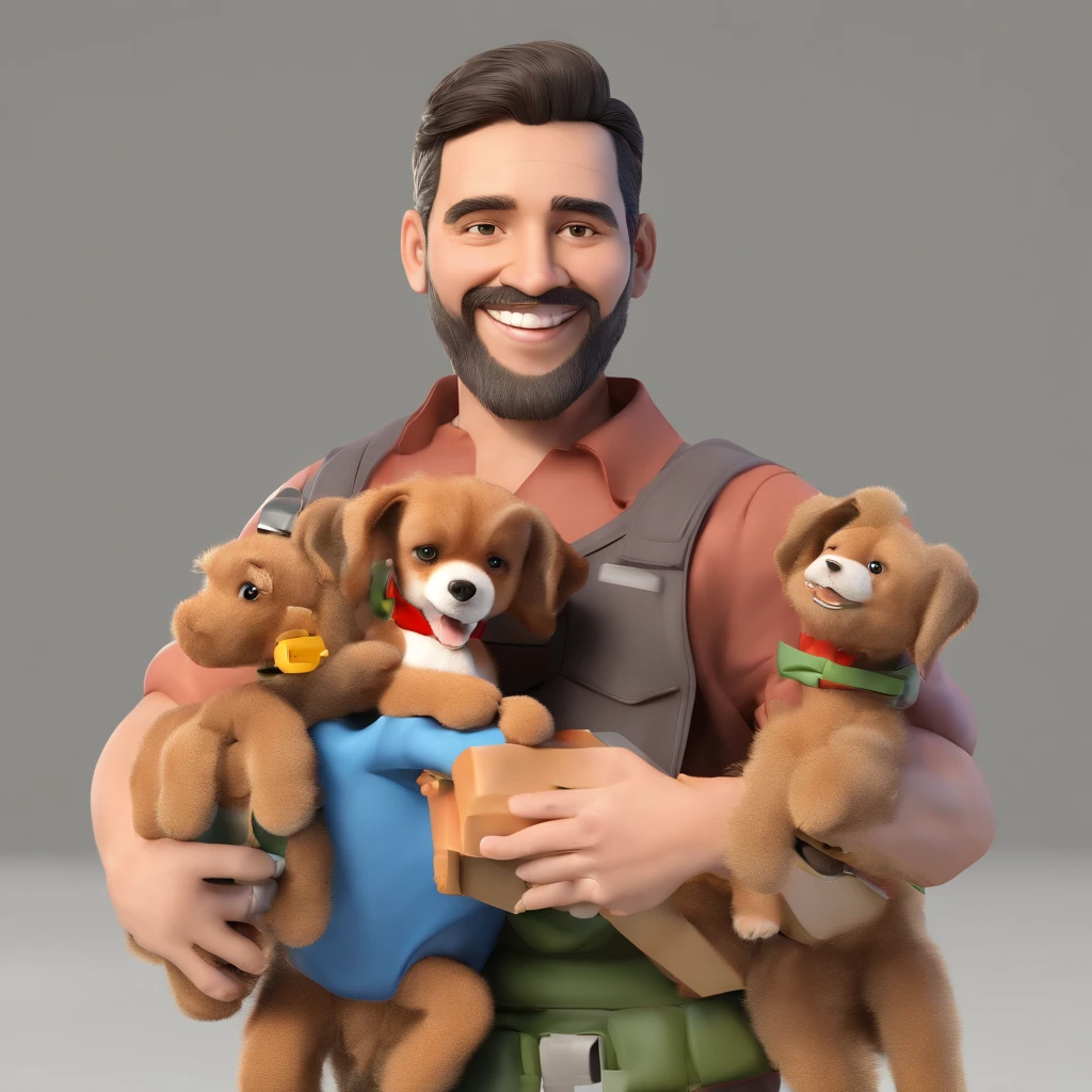 Celso is a smiling 35-year-old human boy, barba pequena ,cabelo preto, com seu fiel amigo, Bolt, o cachorro schnauzer, deitados no jardim