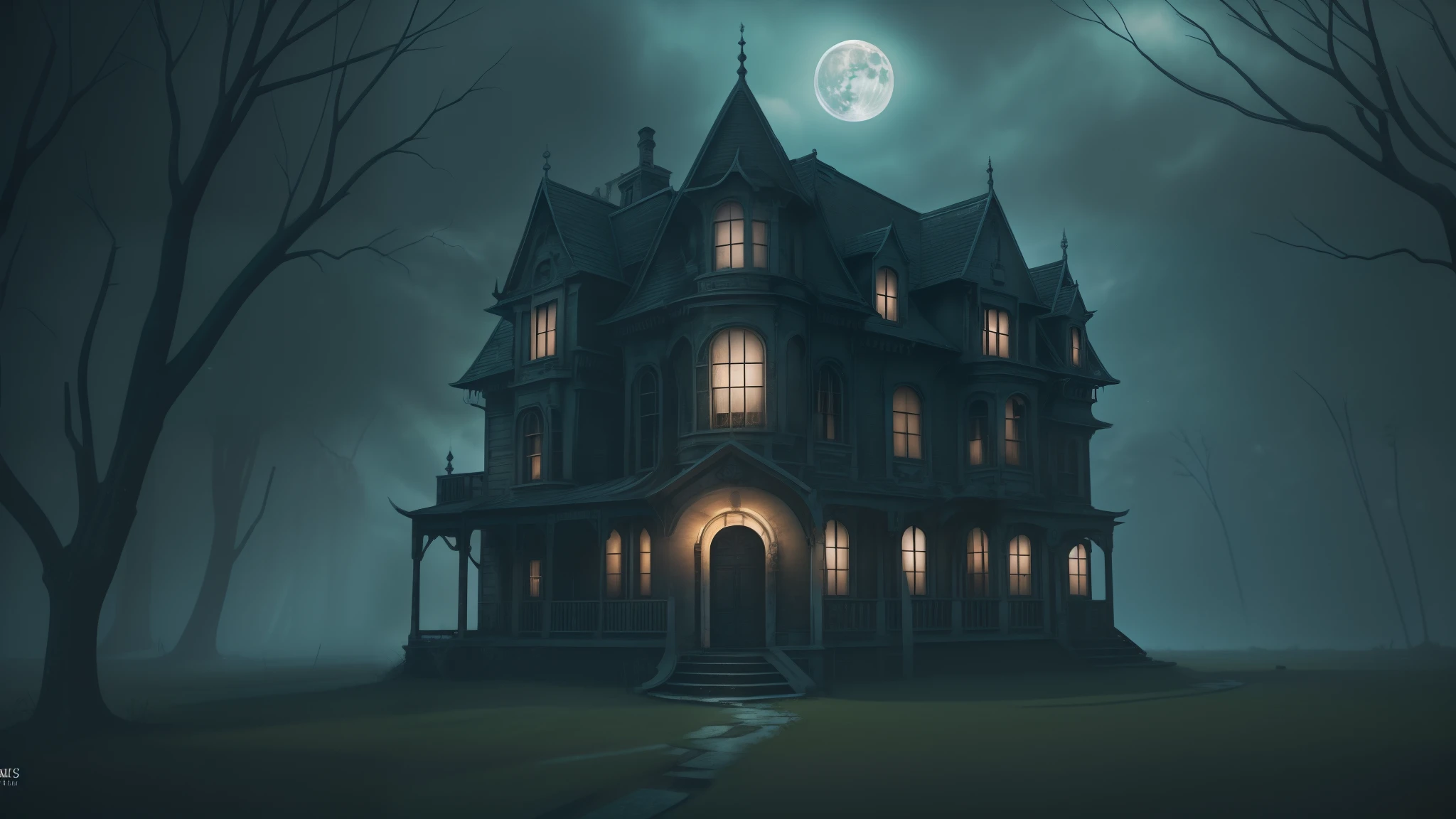 The moonlight casts eerie shadows on the decaying mansion, and a chilling breeze carries faint whispers that seem to come from the walls themselves. --auto --s2