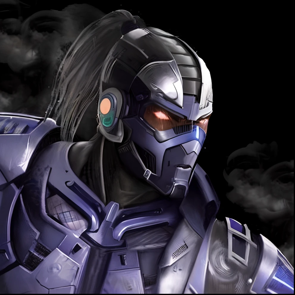 um close up de um Cyborg brilhante, Mortal Kombat, arte epica, personagem cyber-smoke, real steel, fan art