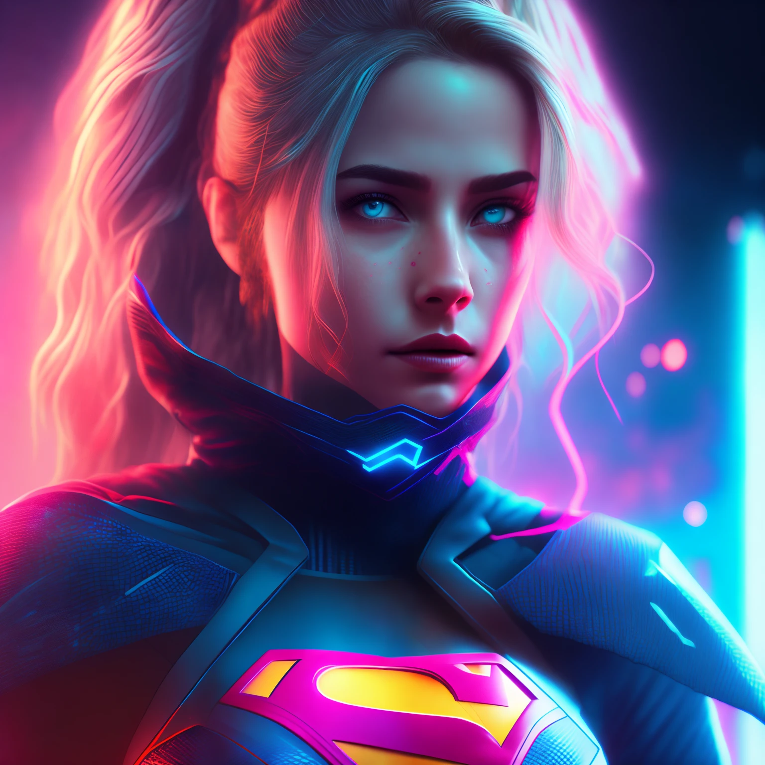 Supergirl Ciborgue (DC), cyberpunk, 8K