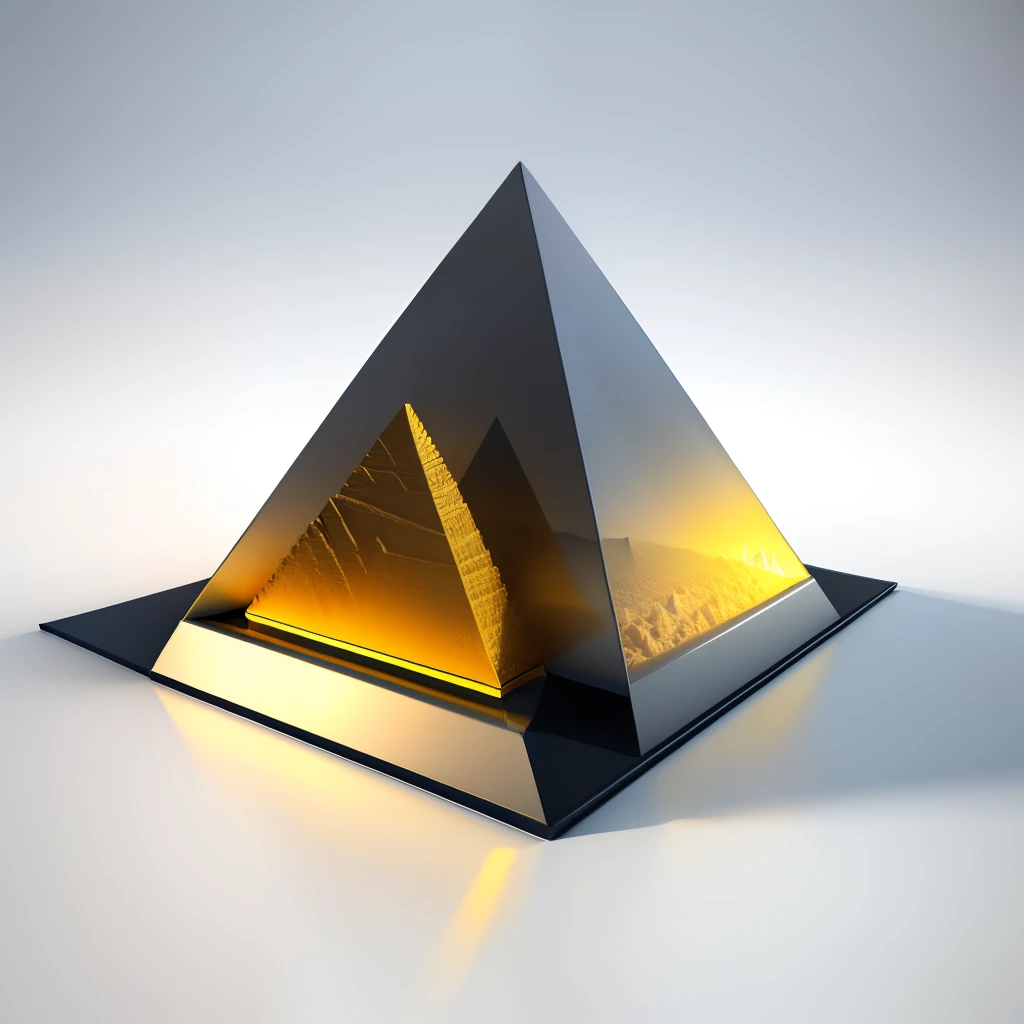 Create 3d logo with a pyramid and in front a big letter P