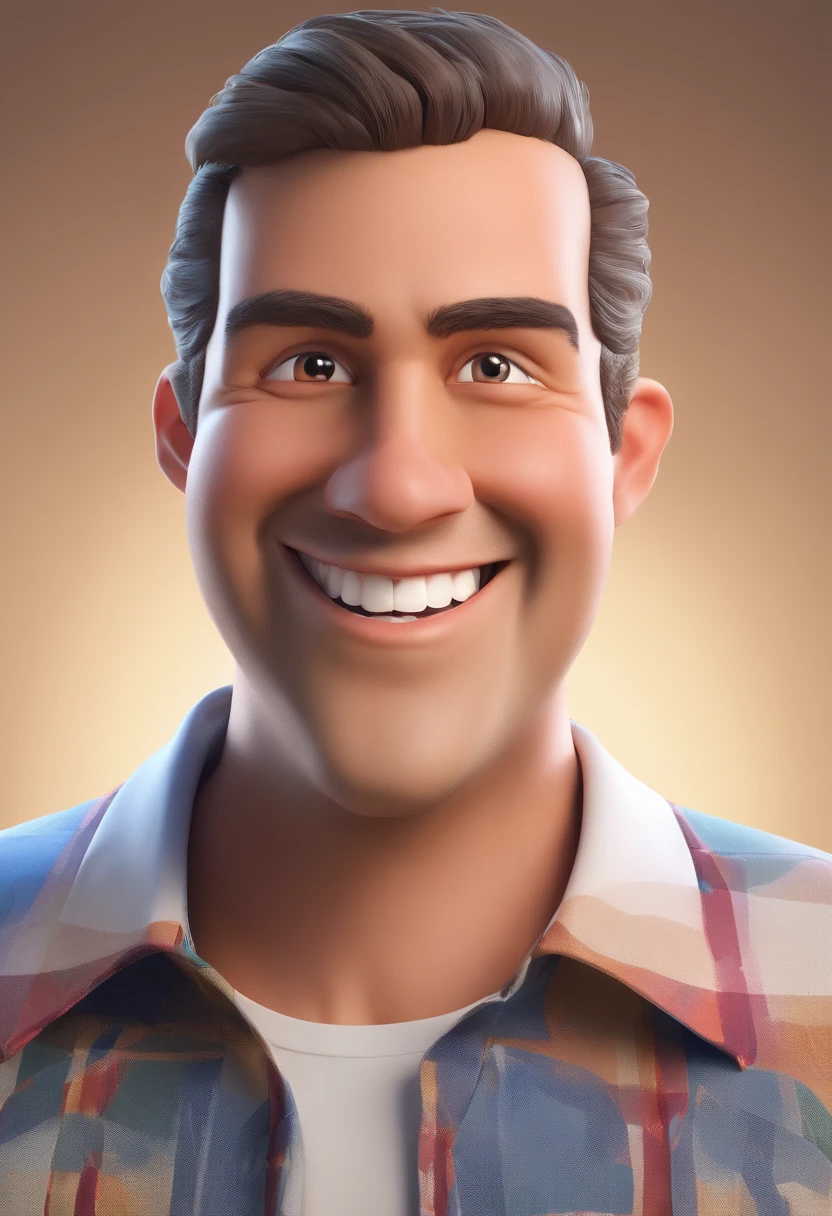 Smiling Man Illustration, sorriso insano, Homem de pele marrom com um sorriso gigante, happily smiling at the camera, sorriso atrevido, he's smiling, sorriso muito grande, Macho sorridente, foto de perfil headshot, rindo sorriso enorme, desenhando no estilo de Arte 3D, c4d, fundo de cor branco puro, estilo disney, estilo pixar render ilustracao Super Detalhe, 8k