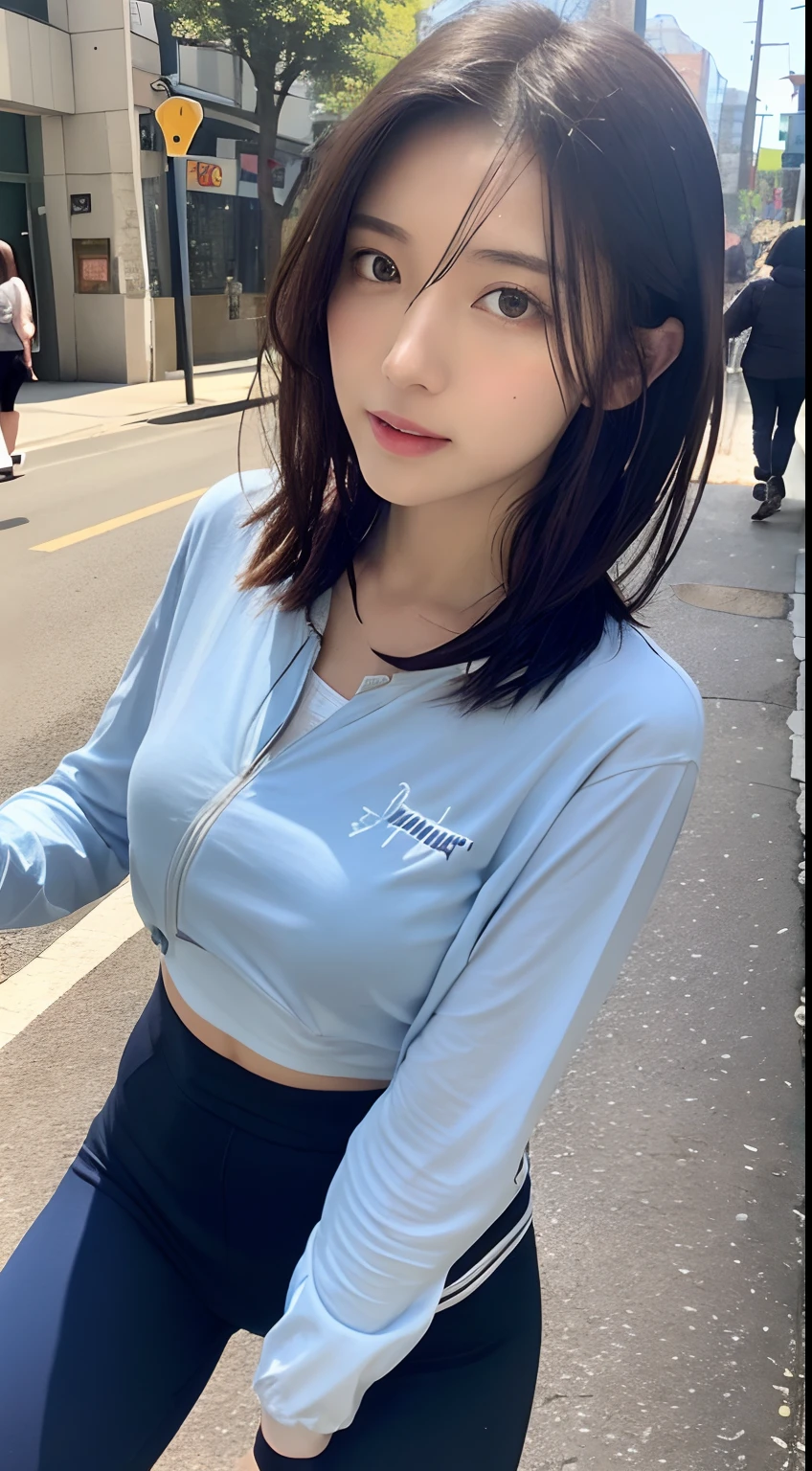 hightquality、​masterpiece、ultra res、a beauty girl、Beautiful girl face、cute girl face、、School sports ground、Wearing gym clothes、full bodyesbian、Famous actresses of Japan、very beautiful face、A sexy