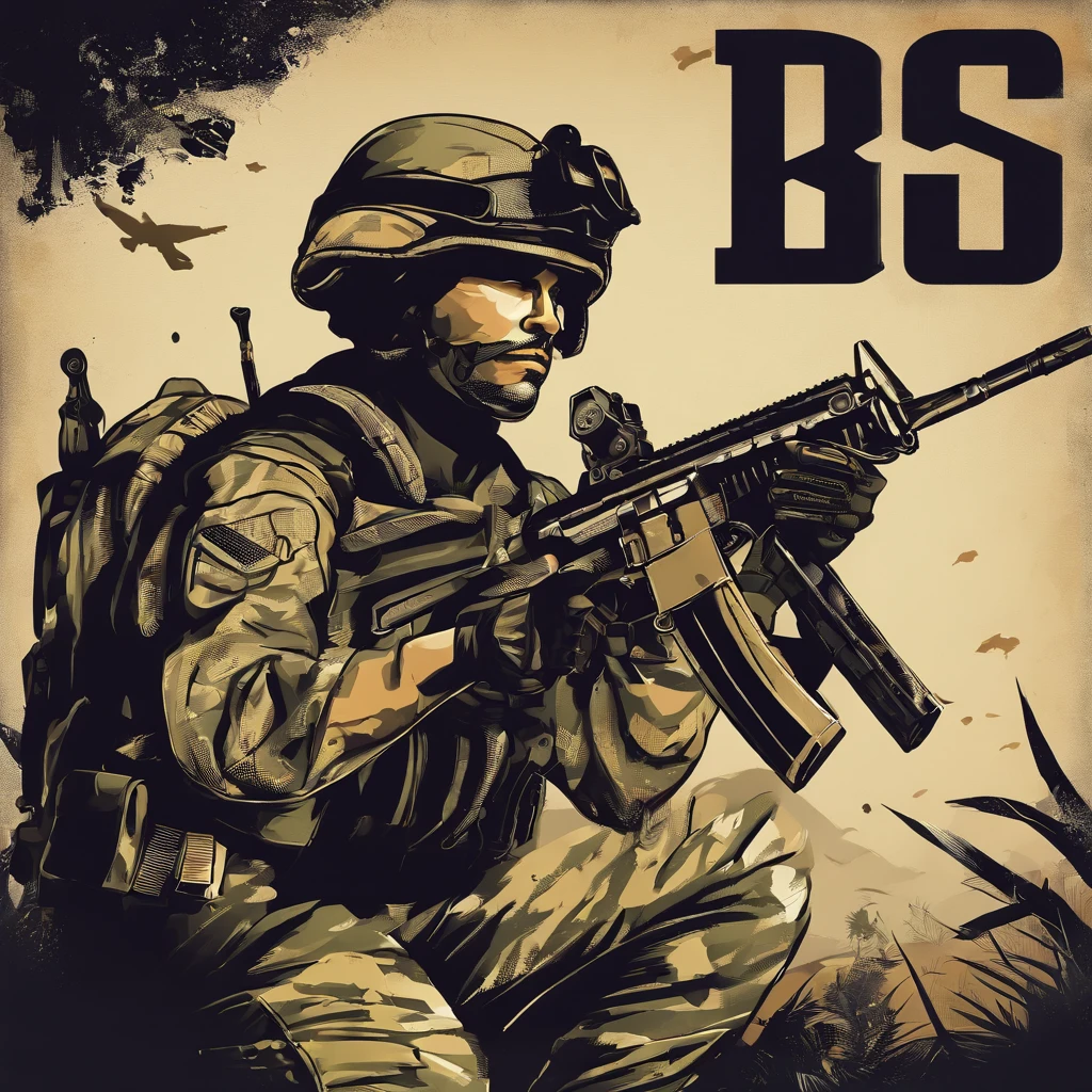 Illustration of a soldier with a gun and a tank, arte militar, Design militar, soldado, papel de parede do telefone, fundo mecanizado da zona de guerra do soldado, HQ 4K papel de parede do telefone, wallpaper mobile, soldado robusto, Roupas de Soldado do Futuro, Very detailed illustration, soldado guerrilheiro, fundo do campo de batalha, wallpaper mobile, vestido com armadura militar, metal gear solid art style