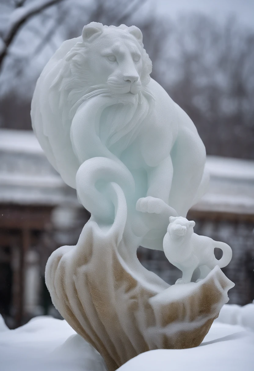 Modelo de escultura de gelo, Heilongjiang, Chinese Dream - Ice and Snow Love theme, with the cultural characteristics of the new age, mostrando o estilo de desenvolvimento de Heilongjiang na nova era, modelo animal, criatividade, beleza.