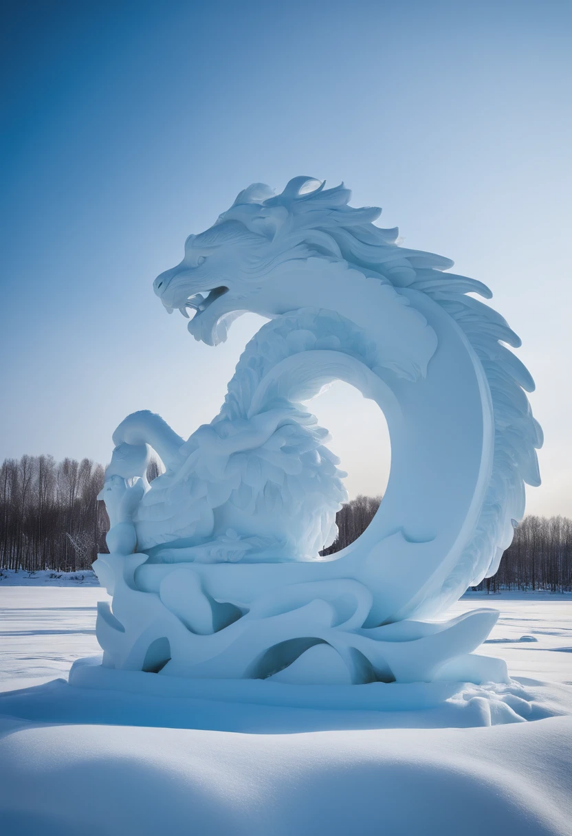 Modelo de escultura de gelo, Heilongjiang, Chinese Dream - Ice and Snow Love theme, with the cultural characteristics of the new age, mostrando o estilo de desenvolvimento de Heilongjiang na nova era, modelo animal, criatividade, beleza.