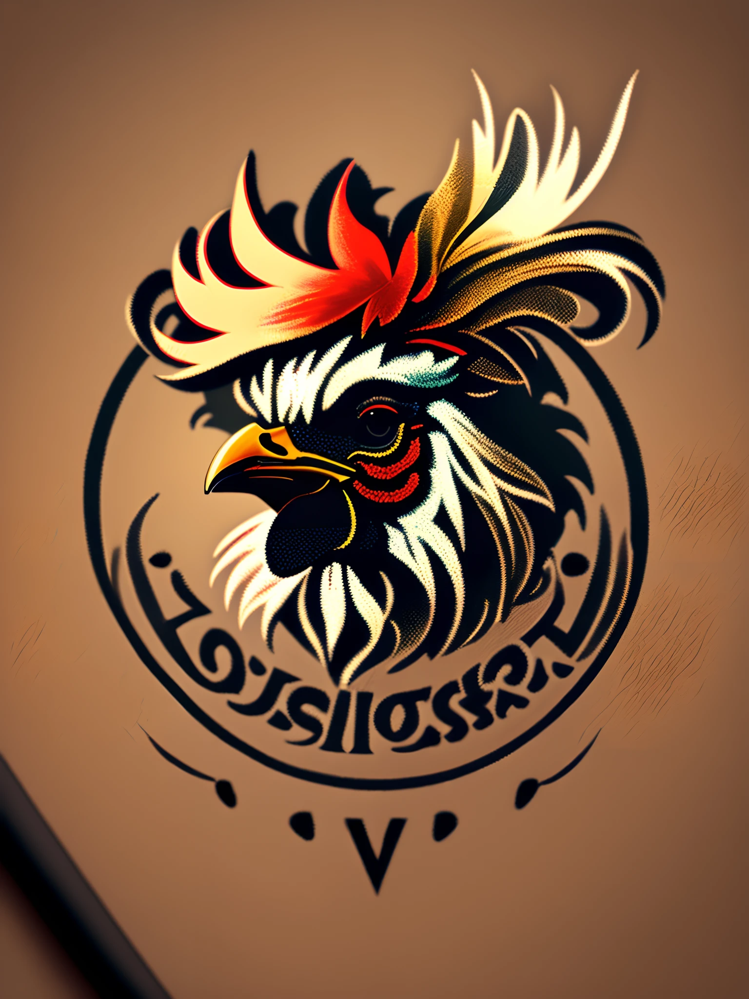 Create a logo of a rooster with a shiny one on its head