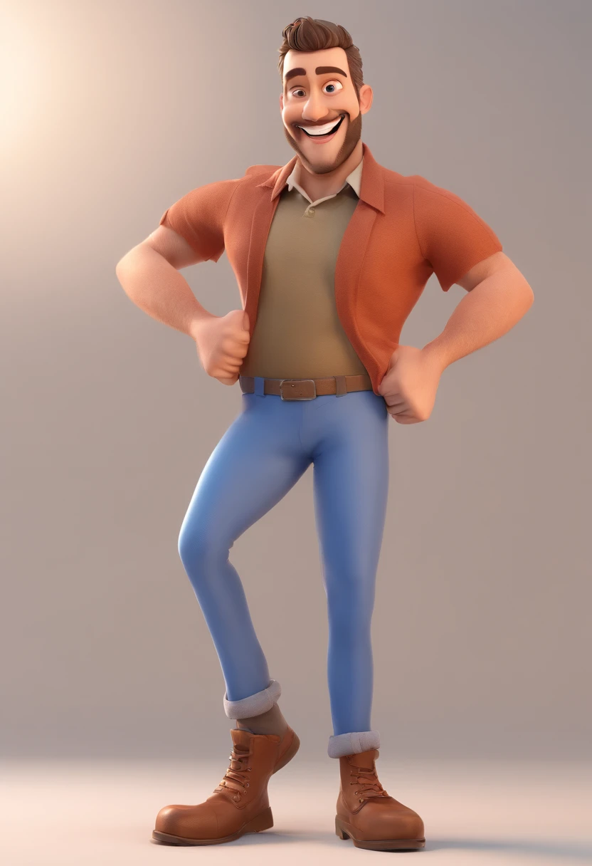 Smiling Man Illustration, sorriso insano, Homem de pele marrom com um sorriso gigante, happily smiling at the camera, sorriso atrevido, he's smiling, sorriso muito grande, Macho sorridente, foto de perfil headshot, rindo sorriso enorme, desenhando no estilo de Arte 3D, c4d, fundo de cor branco puro, estilo disney, estilo pixar render ilustracao Super Detalhe, 8k