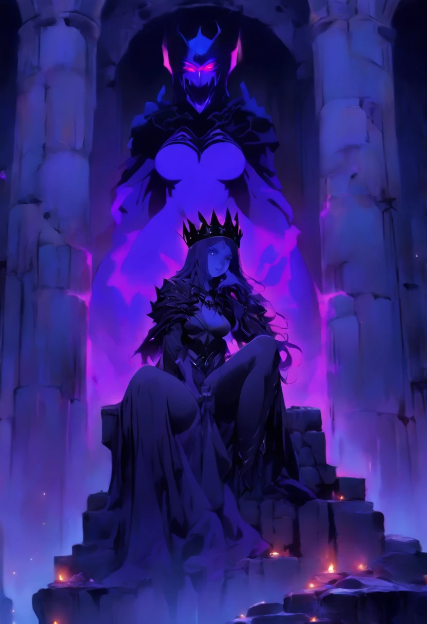 Undead Lady、King、Horror Style、magic、Throne、King、4K、High quality、dark、grotesque、Skull