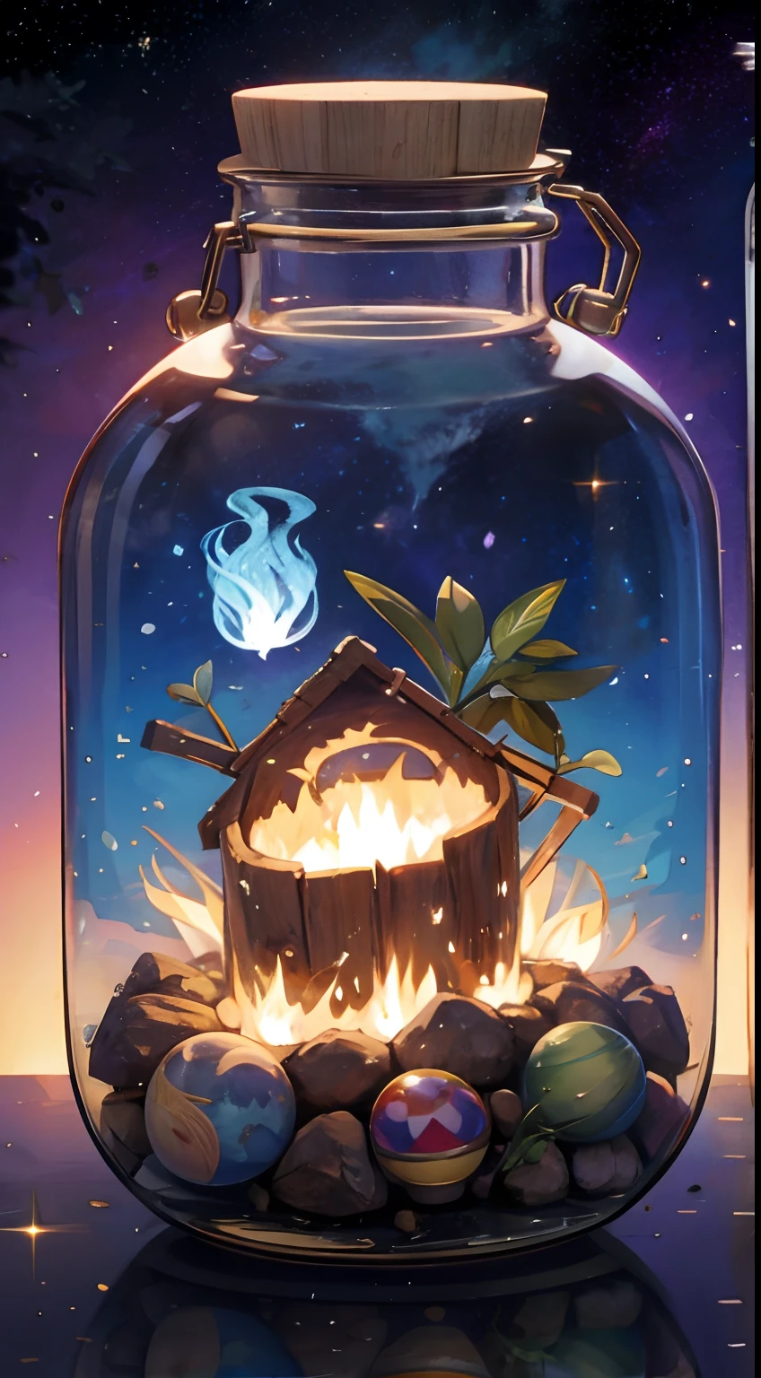 Earth spirits trapped in a magic jar
