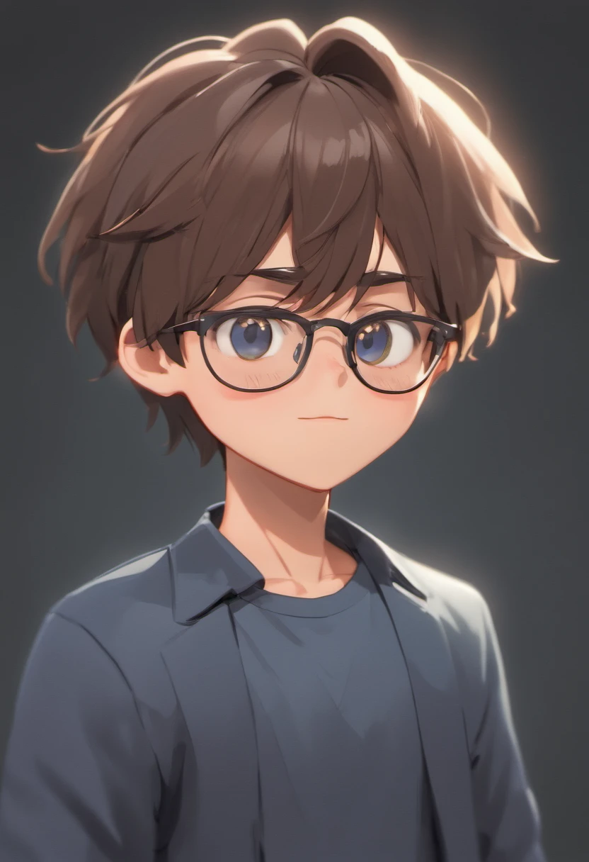 Cartoon character of a man with black glasses, cabelo cacheado marrom escuro e uma camisa azul, animation character, Caractere estilizado, animation style rendering, 3D estilizado, Arnold Maya render, 3 d render stylized, toon render keyshot, Personagem 3D, Personagem 3D, 3d rendering stylized, 3 d character render, personagem de desenho animado, Personagem de close up, Pose de personagem,  (Estilo Pixar) (master part:1.2) (Bokeh) (best quality) (pele detalhada) (textura detalhada) (8k) (argila) (Cinematic lighting) (foco nítido