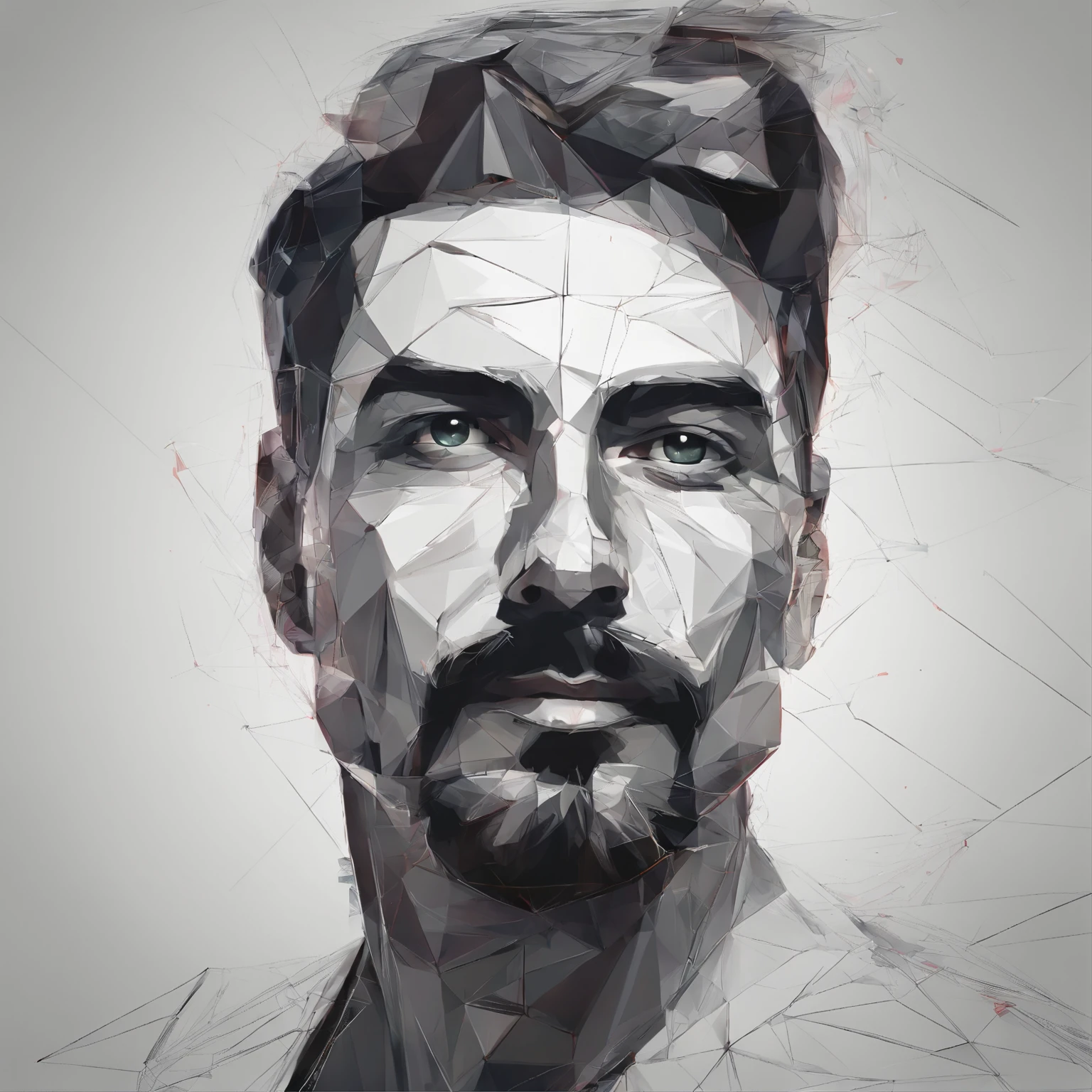 Pintura de um homem com bigode e bigode no rosto, Meia Face, rosto sombrio, arte digital do retrato, Retrato de Chiaroscuro, Autorretrato!!!!, Assista intensamente, portrait symetrical, Meio Retrato, rosto sombreado, Retrato abstrato, Rosto nas sombras, Holofote no meio do rosto, colorido, arte digital, mas foto, Olhar Focado, beleza abstrata, Centrado, looking at the camera, facing camera, nearing perfection, dynamic, altamente detalhado, liso, Crisp Focus, 8k, high-definition resolution, illustration, illustrations by Carne Griffiths and Wadim Kashin, Fundo branco