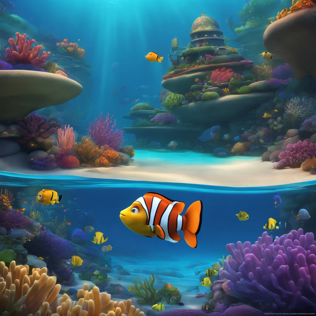 fondo blanco, Pixar 3D submarino colombiano con marinero