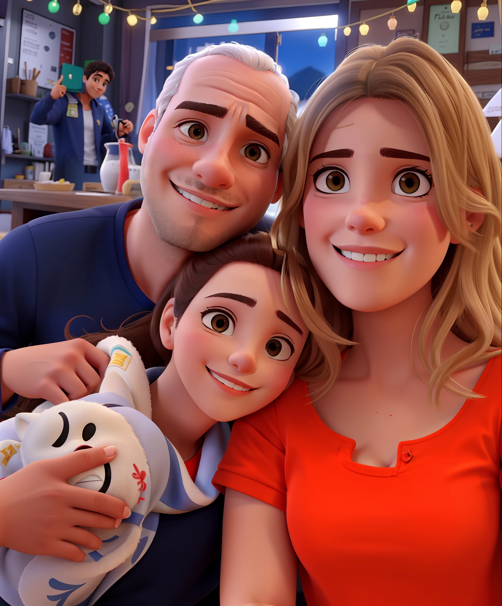 Um casal feliz com filha junto