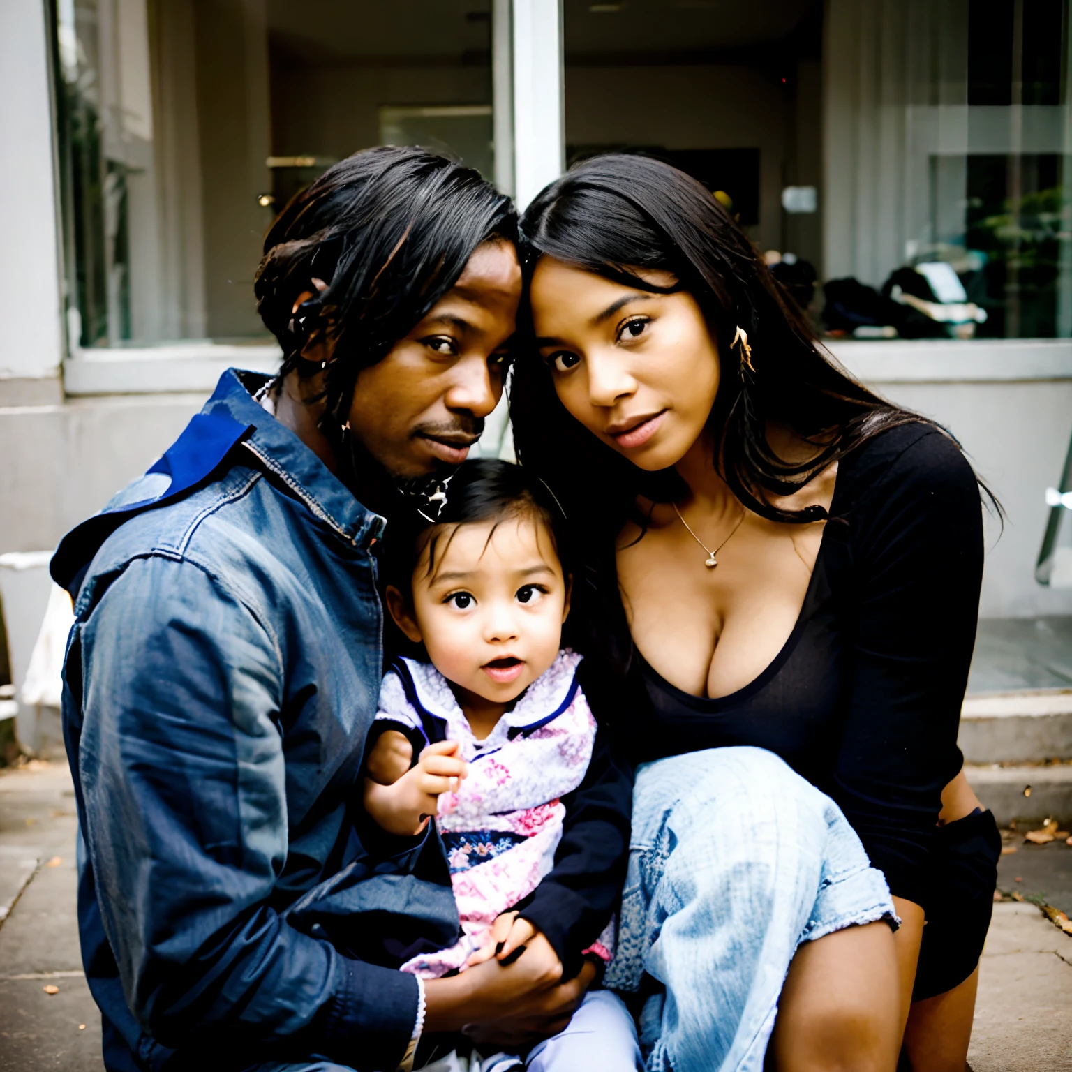 Black Father, Mother and Daughter