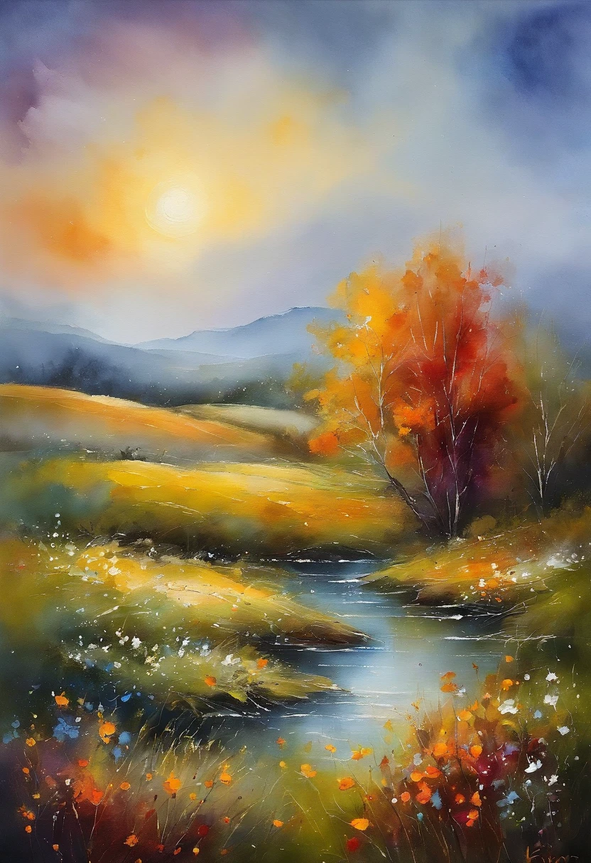 Beautiful landscape of the cosmos countryside、Calidad de imagen superior、mejor calidad、Hermosos colores、Ambiente con luz natural、Smooth Camera Work、tonos suaves、Resplandor nocturno、Ambiente tranquilo、Ambiente elegante、Petal dance、cielo abierto azul、gentle breeze、feeling of happiness、Ambiente natural rico、Beautiful expression of light。