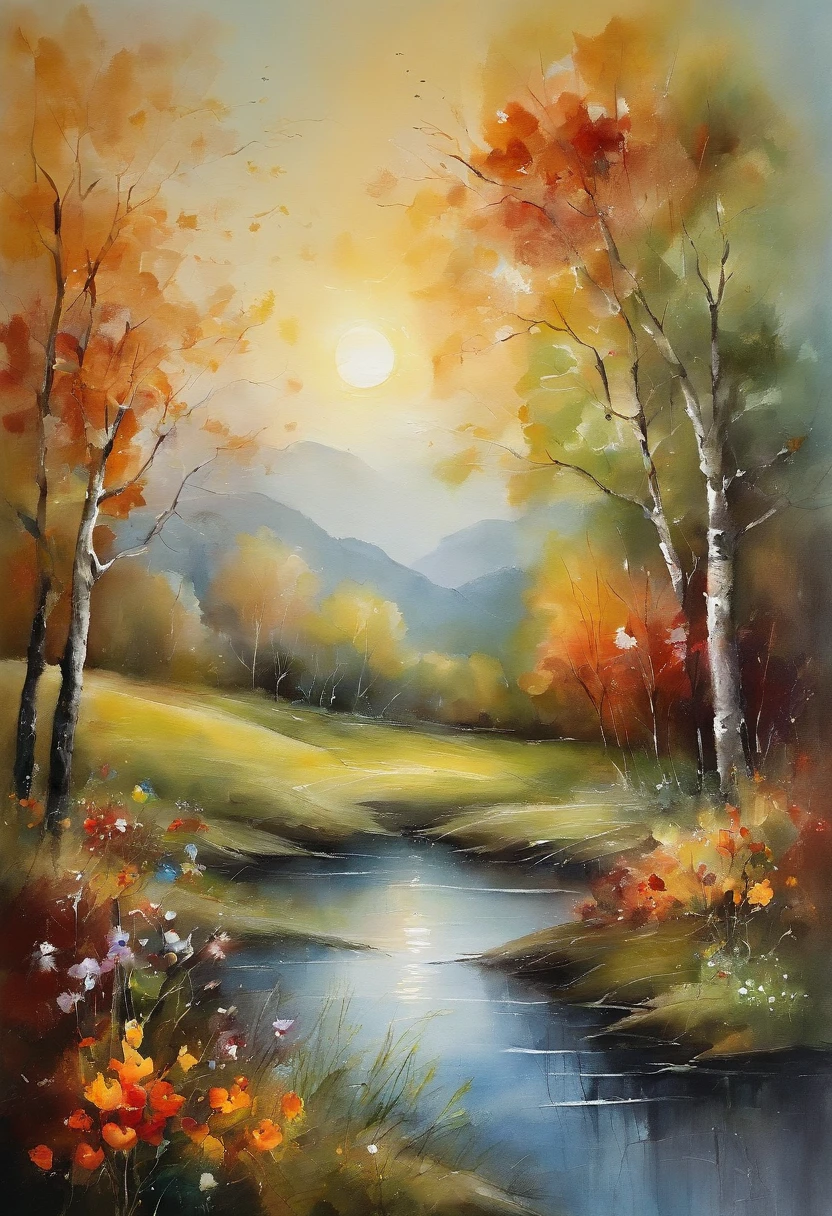 Beautiful landscape of the cosmos countryside、Calidad de imagen superior、mejor calidad、Hermosos colores、Ambiente con luz natural、Smooth Camera Work、tonos suaves、Resplandor nocturno、Ambiente tranquilo、Ambiente elegante、Petal dance、cielo abierto azul、gentle breeze、feeling of happiness、Ambiente natural rico、Beautiful expression of light。