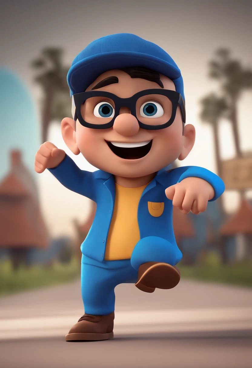 Cartoon character of a man with black glasses and a blue shirt, animation character, Caractere estilizado, animation style rendering, 3D estilizado, Arnold Maya render, 3 d render stylized, toon render keyshot, Personagem 3D, Personagem 3D, 3d rendering stylized, 3 d character render, personagem de desenho animado, Personagem de close up, Pose de personagem,  (Estilo Pixar) (master part:1.2) (Bokeh) (best quality) (pele detalhada) (textura detalhada) (8k) (argila) (Cinematic lighting) (foco nítido
