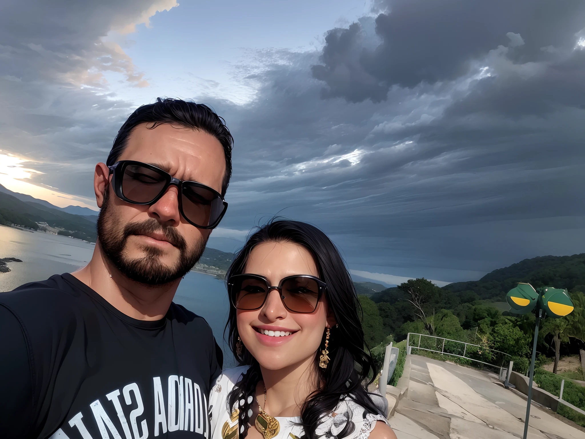 There's a man and a woman standing next to each other on a hill, Directed by: Nandor Soldier, imagem de perfil, lindo dia ensolarado, com montanhas ao fundo, foto de perfil, dia ensolarado brilhante, com montanhas no fundo, par, Lovely couple, no oceano, Malika Favre, foto do perfil, dia ensolarado, Casal feliz